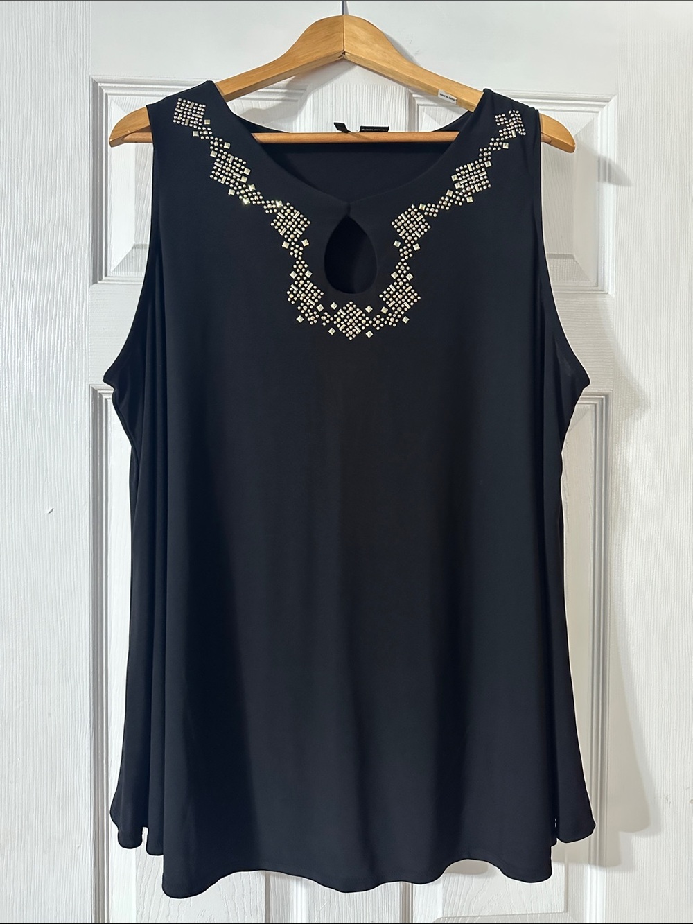 Michael Kors Black Tank with Gold Embellished Neckline